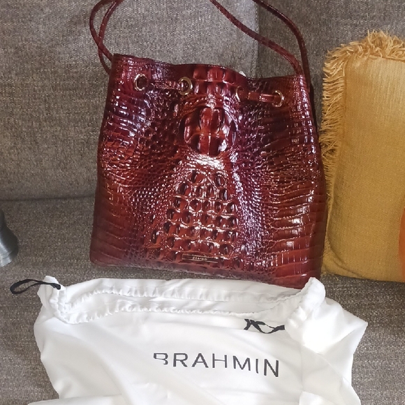 Brahmin Handbags - Brahmin Burgundy Croc-Embossed Leather Tote